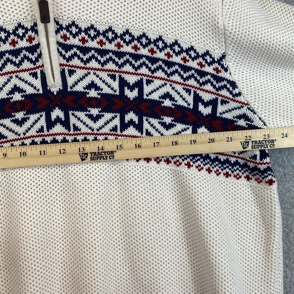 IZOD fair isle quarter zip sweater XL cream Heritage Americana apres ski - Picture 6 of 10